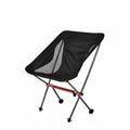 Black camping chair with red accents on a white background, featuring the WideSea Outdoor logo.