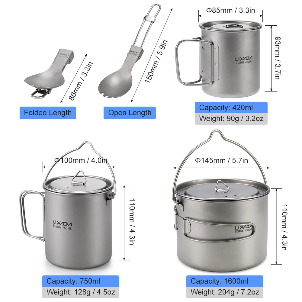 Lixada Titanium Pot and Cup Set